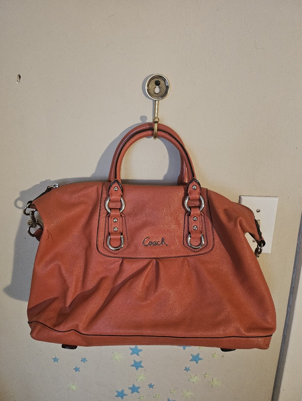 Coach Y2K Ashley Leather Satchel in a coral - Picture 11 of 11
